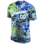 Custom Tie Dye White-Light Blue 3D Performance T-Shirt photo 3