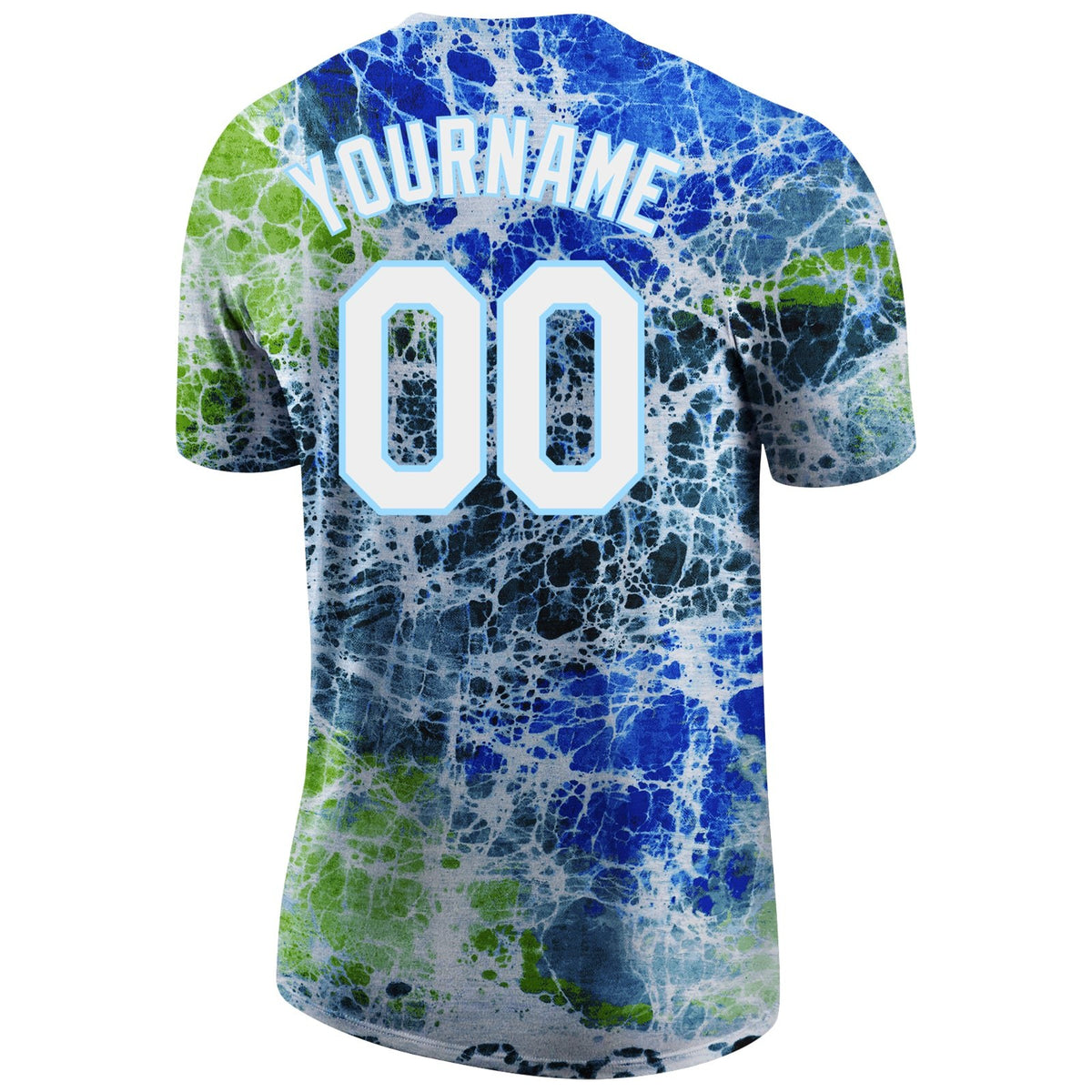 Custom Tie Dye White-Light Blue 3D Performance T-Shirt photo 4