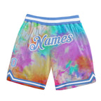 Custom Tie Dye Light Blue-White 3D Authentic Basketball Shorts photo 1