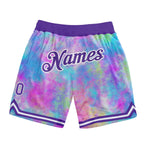 Custom Tie Dye Purple-White 3D Watercolor Gradient Authentic Basketball Shorts photo 1