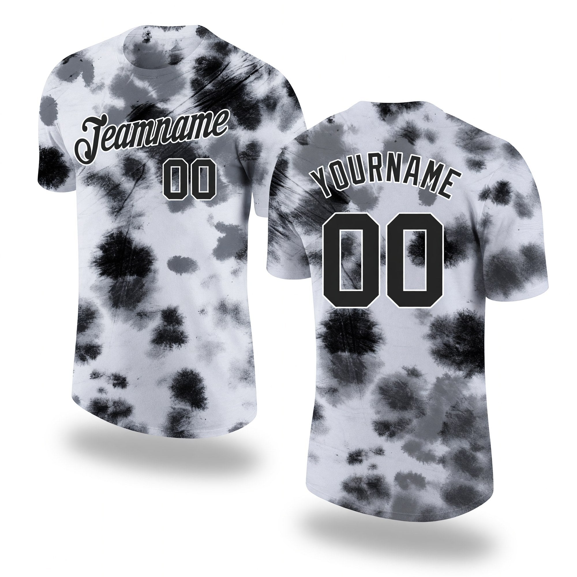 Custom Tie Dye Black-White 3D Steel Performance T-Shirt