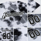 Custom Tie Dye Black-White 3D Steel Performance T-Shirt detail
