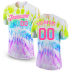 Custom Tie Dye Pink-White 3D Rainbow Performance T-Shirt