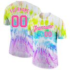 Custom Tie Dye Pink-White 3D Rainbow Performance T-Shirt photo 1