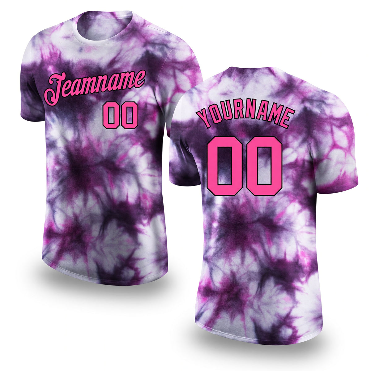Custom Tie Dye Pink-Black 3D Performance T-Shirt