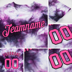 Custom Tie Dye Pink-Black 3D Performance T-Shirt detail