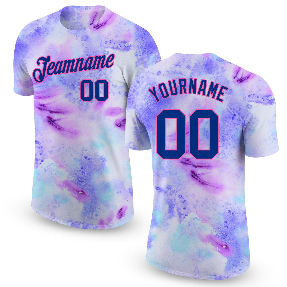 Custom Tie Dye Royal-Pink 3D Performance T-Shirt