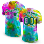 Custom Tie Dye Kelly Green-White 3D Performance T-Shirt