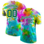Custom Tie Dye Kelly Green-White 3D Performance T-Shirt photo 1