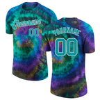 Custom Tie Dye Aqua-White 3D Performance T-Shirt