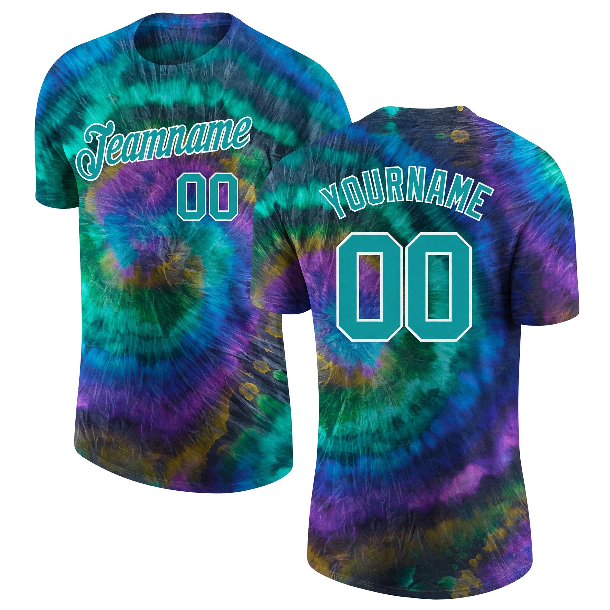 Custom Tie Dye Aqua-White 3D Performance T-Shirt
