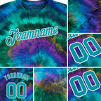 Custom Tie Dye Aqua-White 3D Performance T-Shirt detail