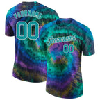 Custom Tie Dye Aqua-White 3D Performance T-Shirt photo 1