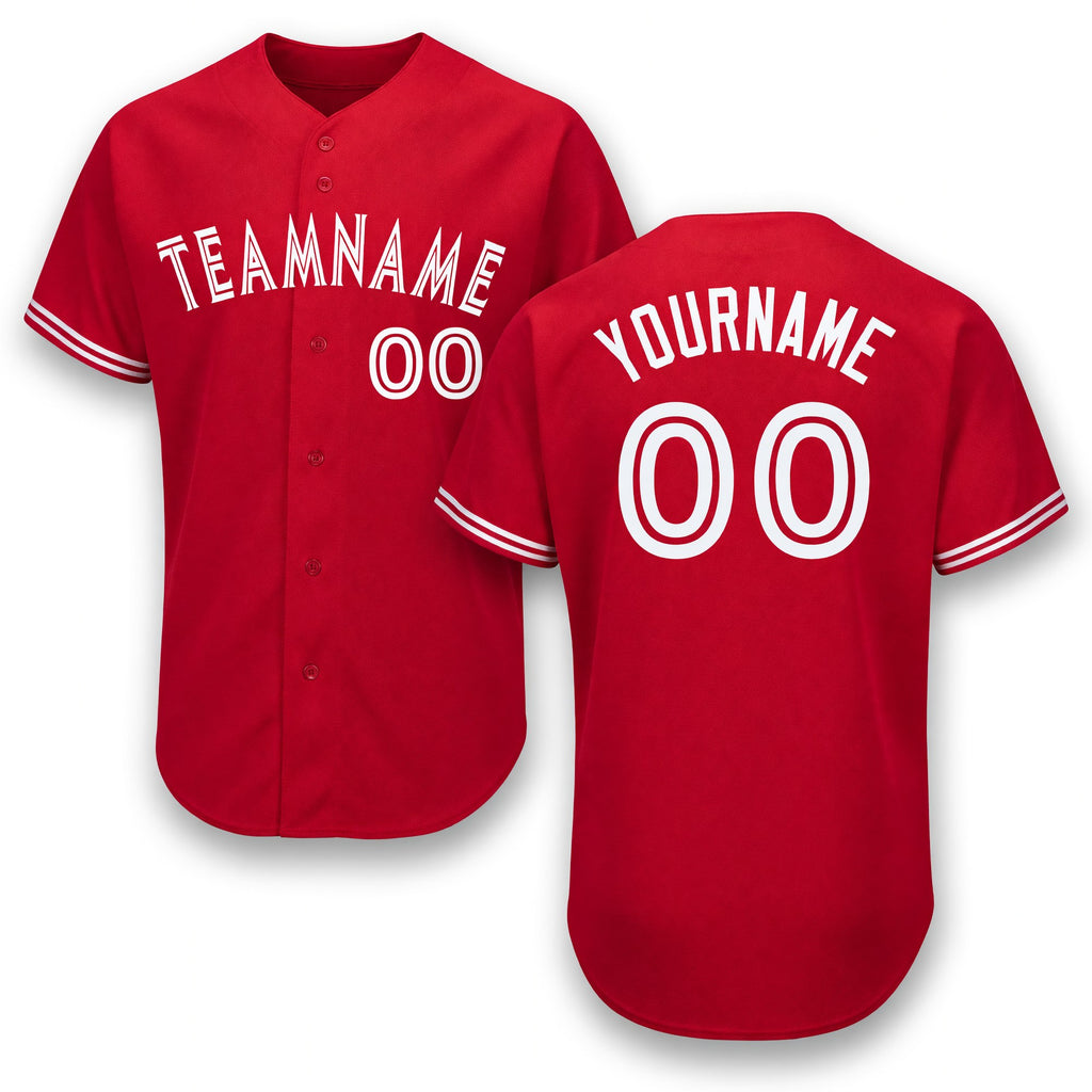 Custom Red White Baseball Jersey