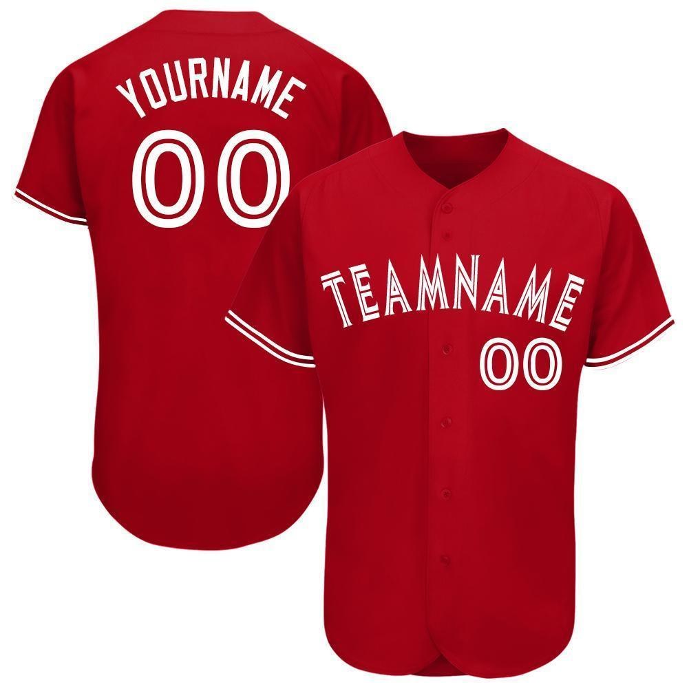 Custom Red White Baseball Jersey photo 1