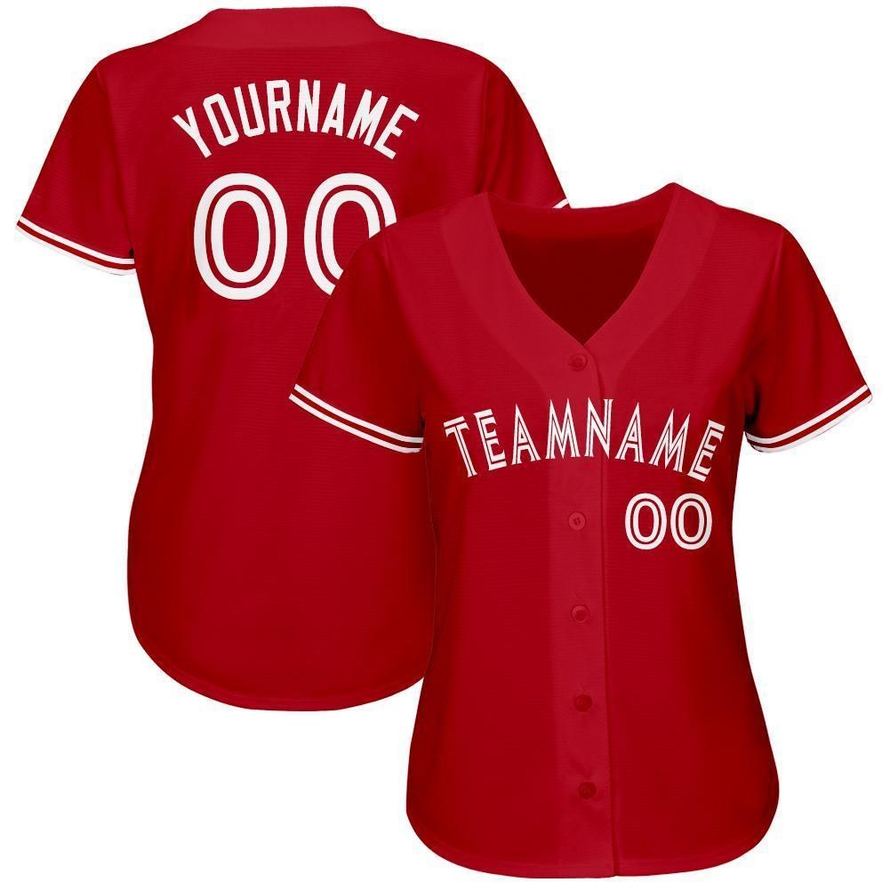 Custom Red White Baseball Jersey photo 2