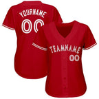 Custom Red White Baseball Jersey photo 2