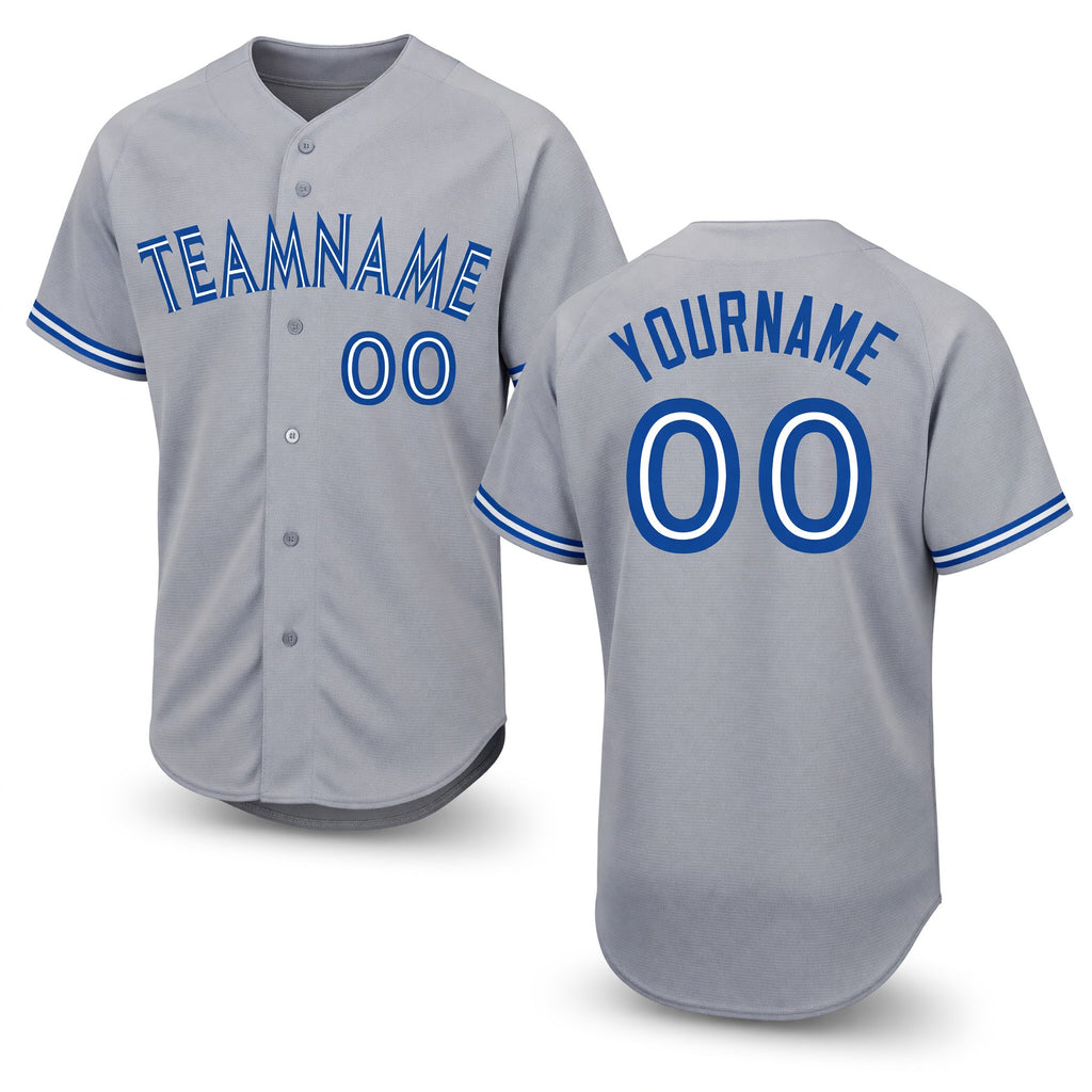 Custom Gray Royal-White Baseball Jersey