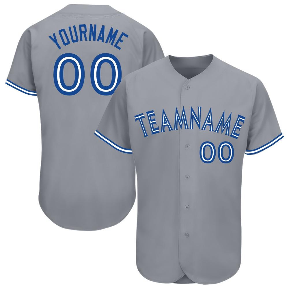 Custom Gray Royal-White Baseball Jersey photo 1