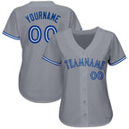 Custom Gray Royal-White Baseball Jersey photo 2