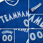 Custom Royal White Baseball Jersey detail