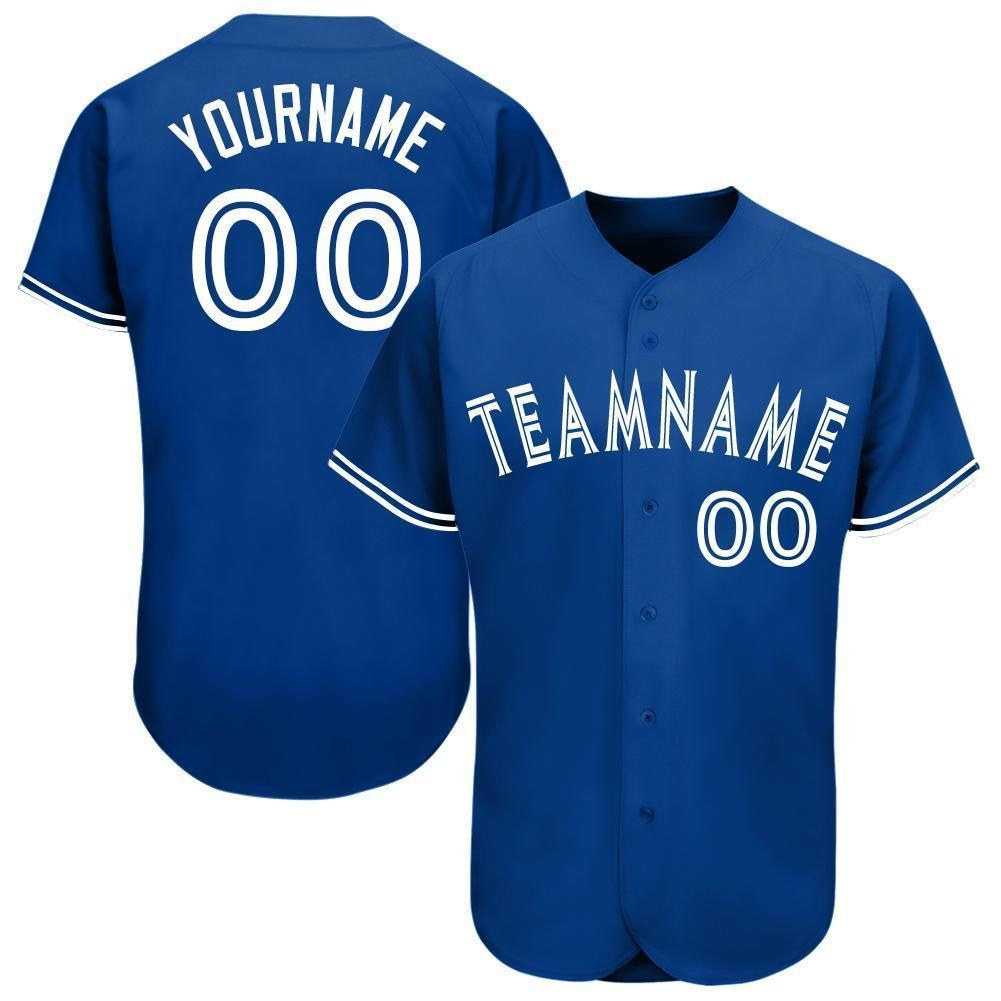 Custom Royal White Baseball Jersey photo 1