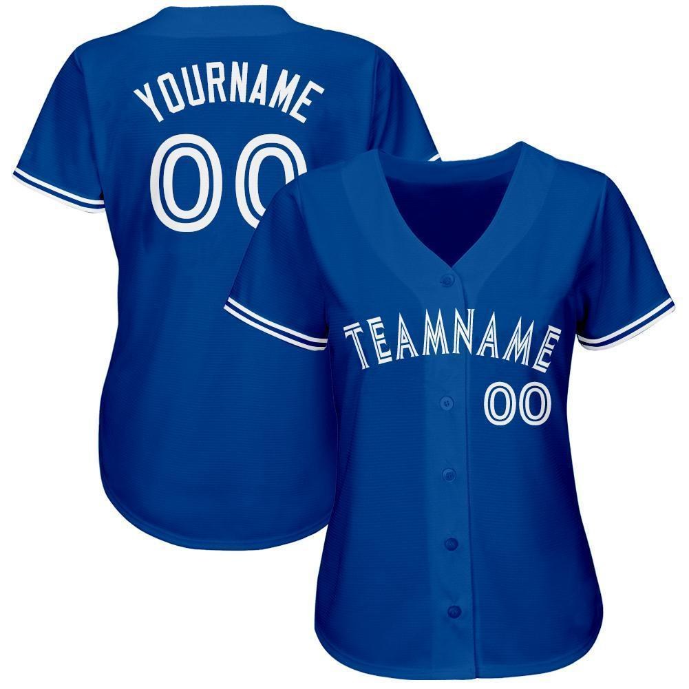 Custom Royal White Baseball Jersey photo 2