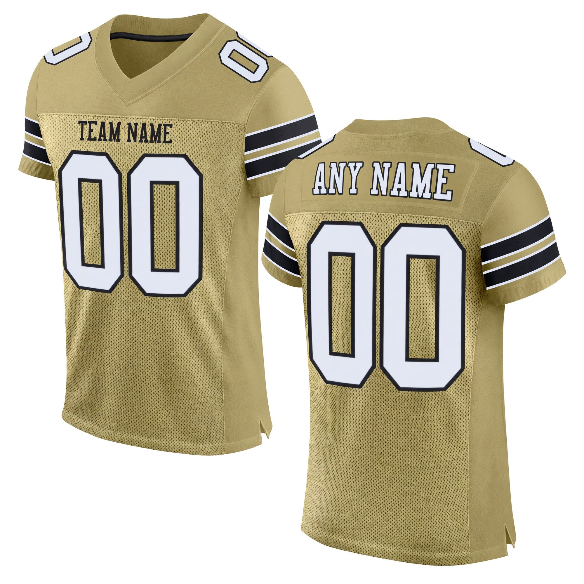 Custom Vegas Gold White-Black Mesh Authentic Football Jersey