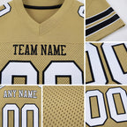 Custom Vegas Gold White-Black Mesh Authentic Football Jersey detail