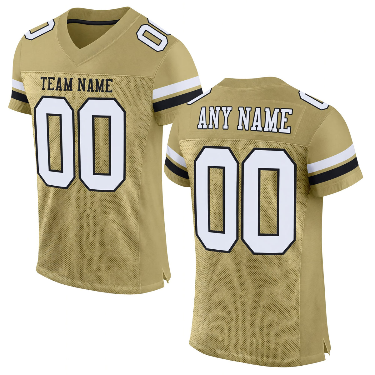 Custom Vegas Gold White-Black Mesh Authentic Football Jersey