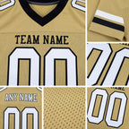Custom Vegas Gold White-Black Mesh Authentic Football Jersey detail