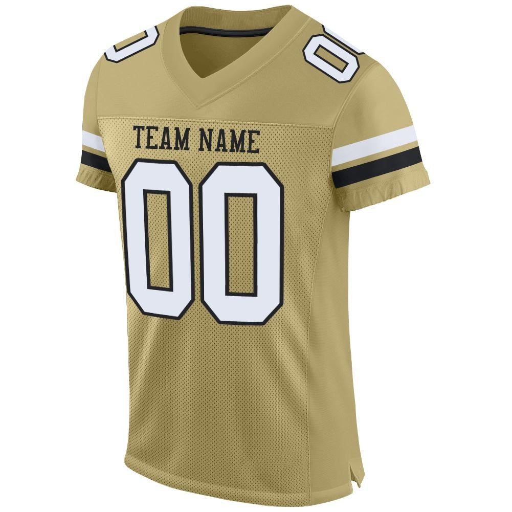 Custom Vegas Gold White-Black Mesh Authentic Football Jersey photo 1