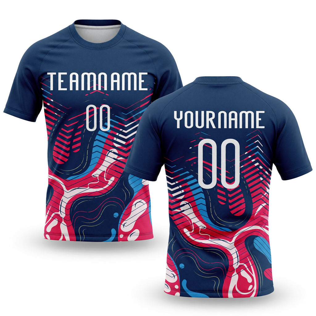 Custom Navy White Fluid Sublimation Volleyball Uniform Jersey