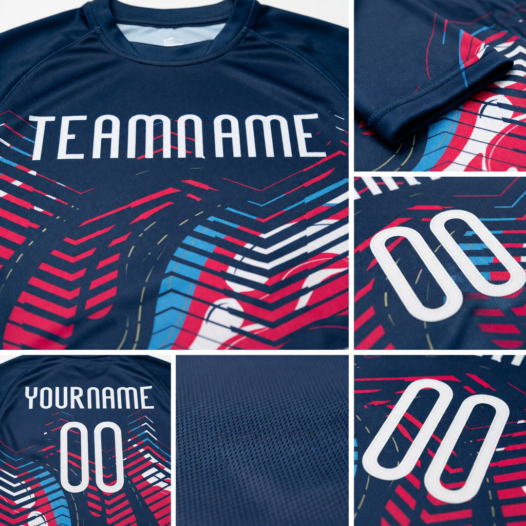 Custom Navy White Fluid Sublimation Volleyball Uniform Jersey detail