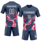 Custom Navy White Fluid Sublimation Volleyball Uniform Jersey photo 2