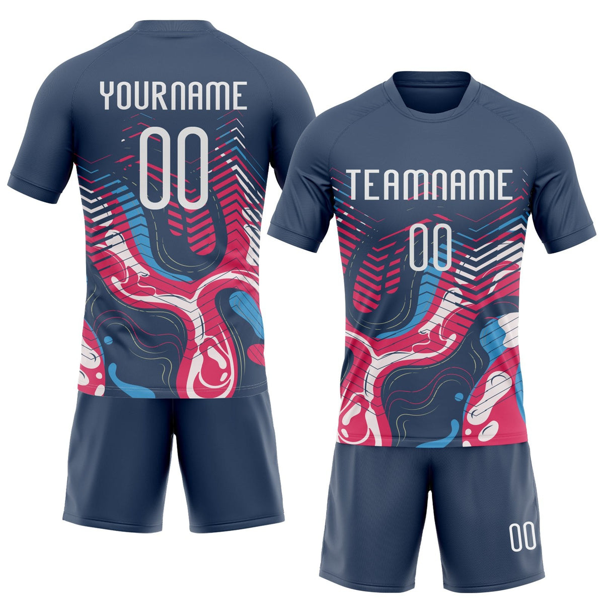 Custom Navy White Fluid Sublimation Volleyball Uniform Jersey photo 2