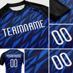 Custom Navy Thunder Blue-Black Geometric Shape Sublimation Volleyball Uniform Jersey detail