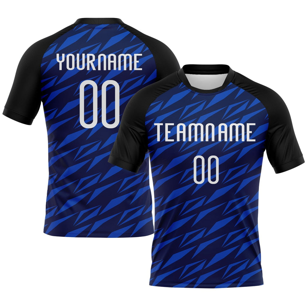 Custom Navy Thunder Blue-Black Geometric Shape Sublimation Volleyball Uniform Jersey photo 1