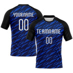 Custom Navy Thunder Blue-Black Geometric Shape Sublimation Volleyball Uniform Jersey photo 1