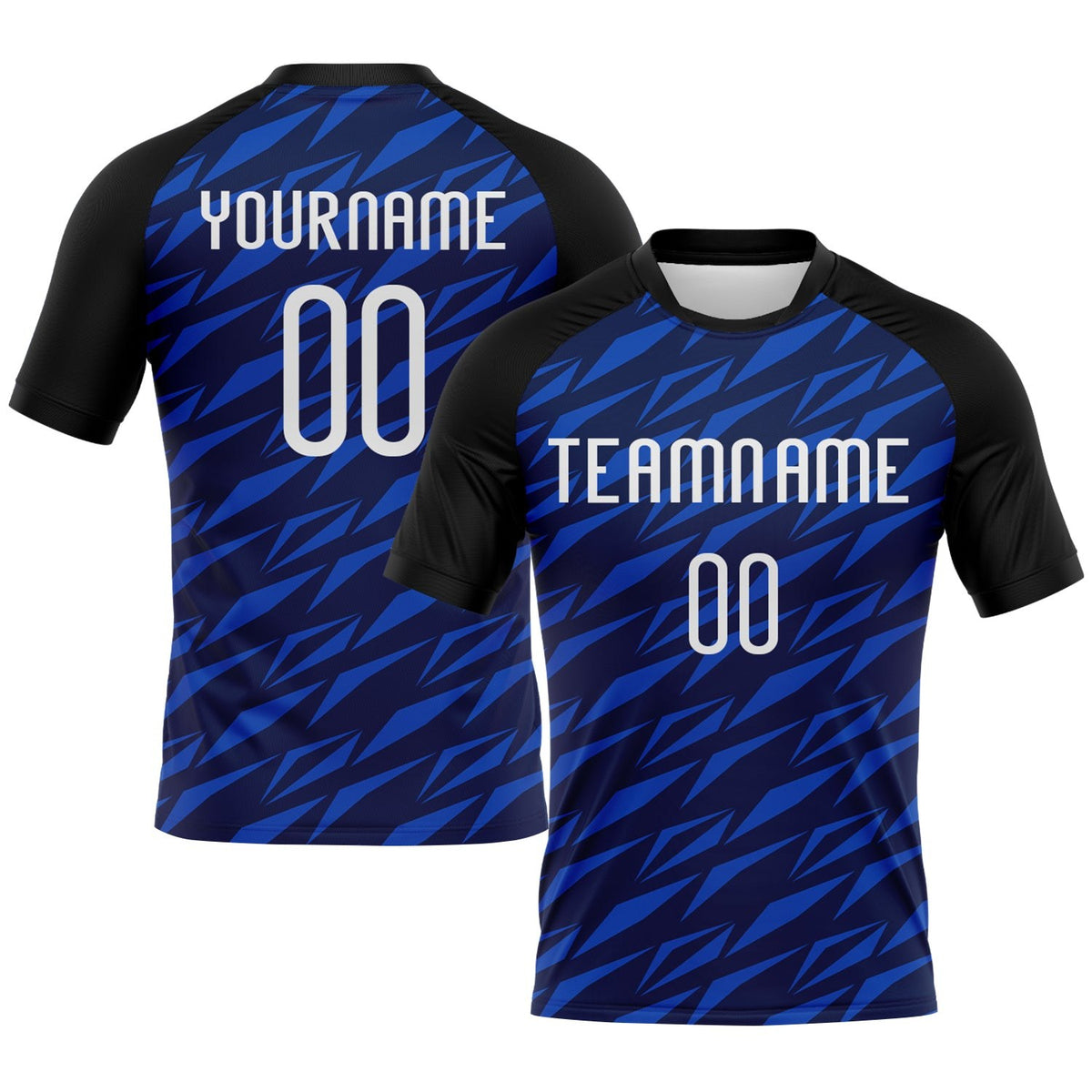 Custom Navy Thunder Blue-Black Geometric Shape Sublimation Volleyball Uniform Jersey photo 1