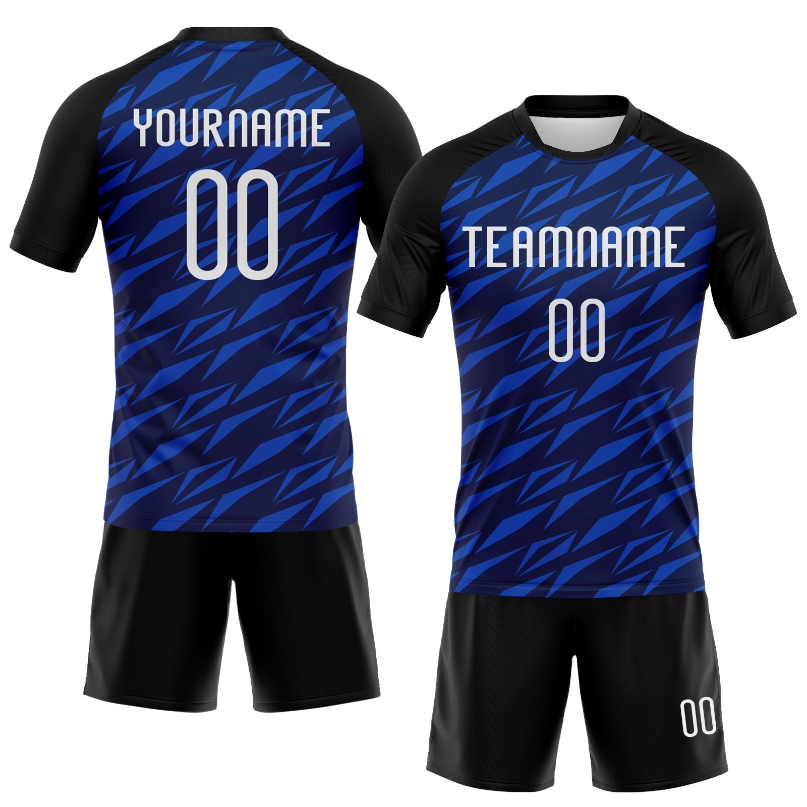 Custom Navy Thunder Blue-Black Geometric Shape Sublimation Volleyball Uniform Jersey photo 2