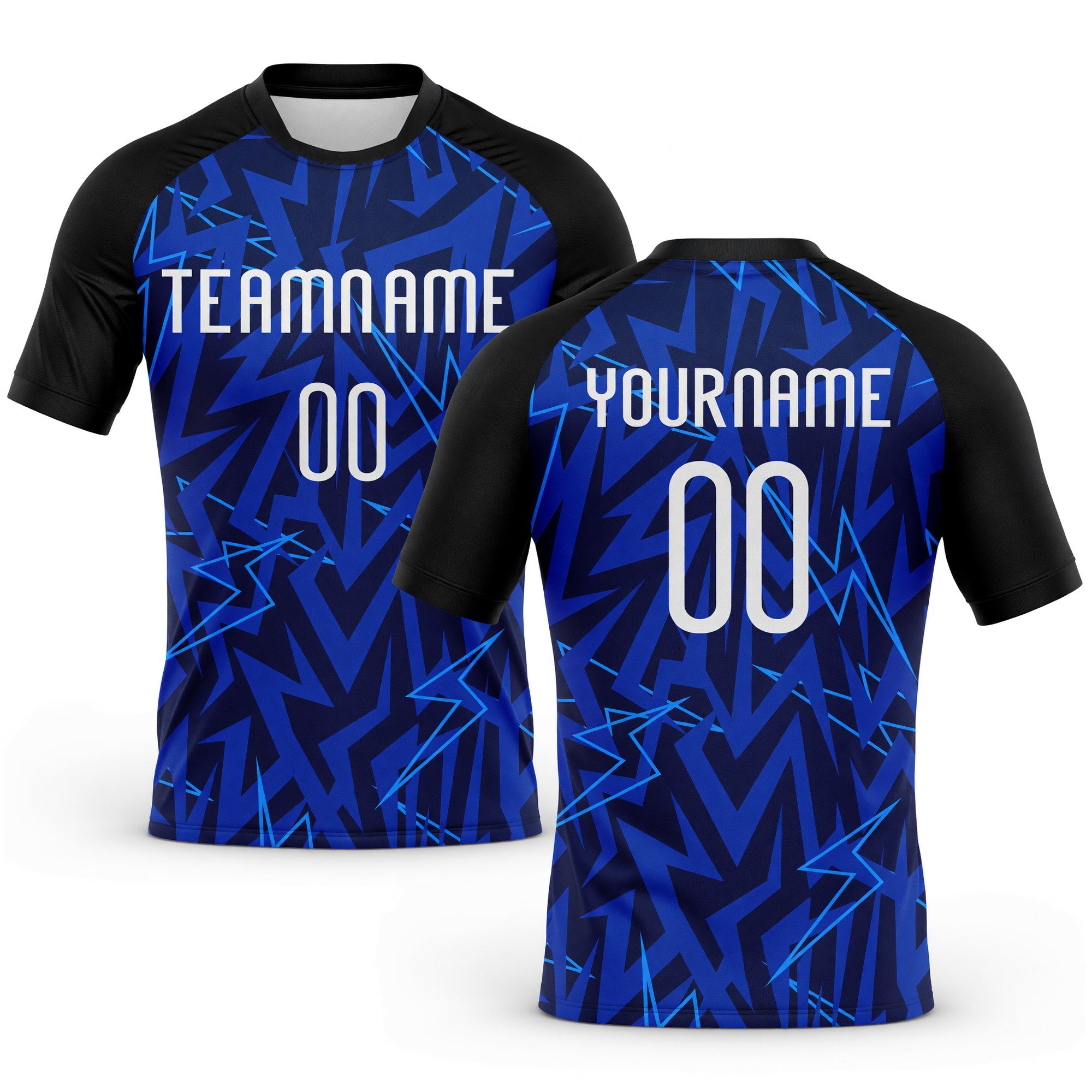 Custom Navy Thunder Blue-Black Lightning Sublimation Volleyball Uniform Jersey