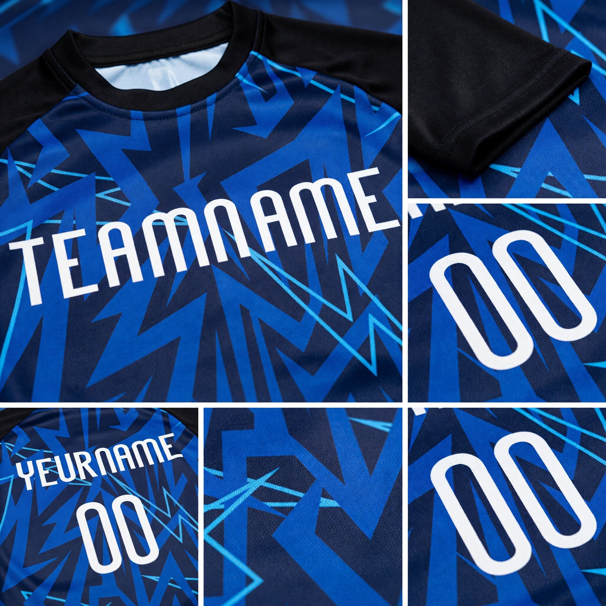 Custom Navy Thunder Blue-Black Lightning Sublimation Volleyball Uniform Jersey detail