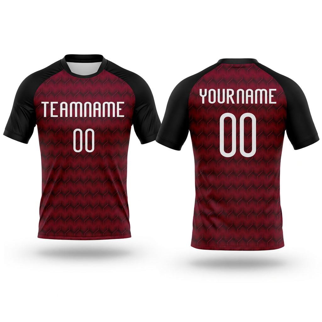 Custom Maroon White-Black Geometric Shape Sublimation Volleyball Uniform Jersey