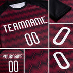 Custom Maroon White-Black Geometric Shape Sublimation Volleyball Uniform Jersey detail