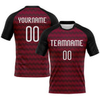 Custom Maroon White-Black Geometric Shape Sublimation Volleyball Uniform Jersey photo 1