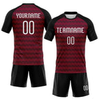 Custom Maroon White-Black Geometric Shape Sublimation Volleyball Uniform Jersey photo 2