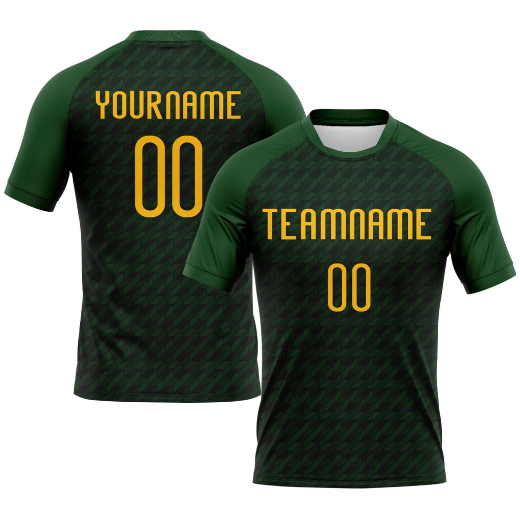 Custom Green Gold Geometric Shape Sublimation Volleyball Uniform Jersey photo 1