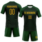 Custom Green Gold Geometric Shape Sublimation Volleyball Uniform Jersey photo 2