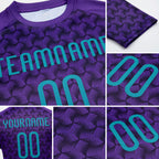 Custom Purple Teal-Black Geometric Shape Sublimation Volleyball Uniform Jersey detail